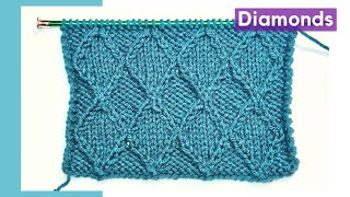 Diamonds Knitting Stitch Pattern for CardiganShawl  No Cable Needle [upl. by Jeddy216]