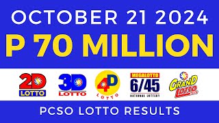 Lotto Result Today 9pm October 21 2024 PCSO [upl. by Attenborough]