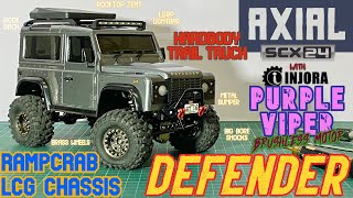 SCX24 Land Rover Defender D90 Build  RampCrab LCG chassis and Injora Purple Viper brushless motor [upl. by Dviad]