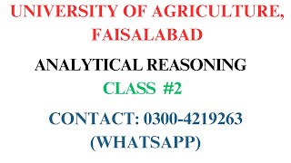 UAF MPhil amp PhD Test Preparation Class 2  UAF Postgraduate Admissions  Analytical reasoning [upl. by Aloysia]