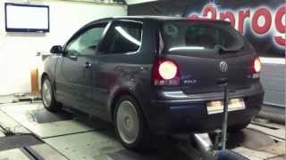 Test Dyno banc de puissance reprogrammation Vw Polo 14 TDI 80 réel 73102ch o2programmation [upl. by Dnomhcir710]