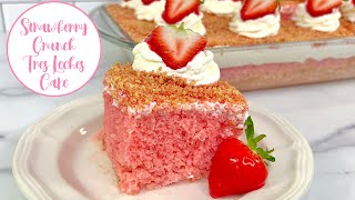 HOW TO MAKE TIKTOK VIRAL STRAWBERRY CRUNCH TRES LECHES CAKE [upl. by Halet]