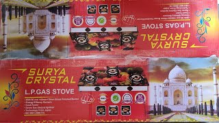 Surya crystal Automatic Gas StoveGlass top 3 burner gas stove review amp Unboxing gasstove surya [upl. by Honeywell]