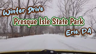 Winter Drive Along Presque Isle State Park  Erie PA [upl. by Nnarual]