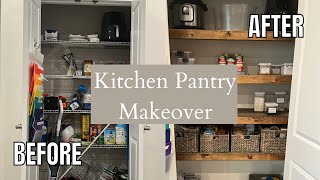 KITCHEN PANTRY UPDATE HOW TO COVER WIRE SHELVING  DIY UNDER 100 [upl. by Llerihs]