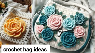 Crochet knitting bags design  crochet shoulder bags ideas  how to make crochet bags 🧶 [upl. by Gregoor]