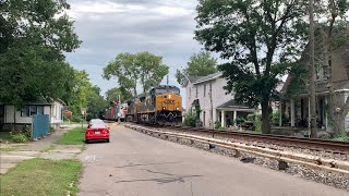 Train Passes Crowded Neighborhood With Special Locomotive amp Train With 5 Engines  Weird RR Crossing [upl. by Sloatman]