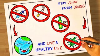 Drugs Day Poster Drawing Easy 2024🏆 Lahari virudha dhinam poster drawing easy 2024 Antidrug day [upl. by O'Donnell]