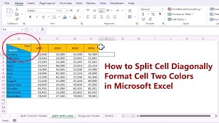 How to Split Cell Diagonally  Format a Cell with Two Colors in Excel [upl. by Aihsirt906]