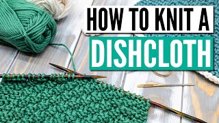 How to knit a dishcloth for beginners  An easy pattern step by step [upl. by Turnbull300]