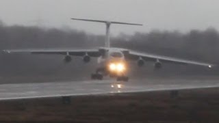 Ilyushin IL76 strong Crosswind landing Unbelieveable Russian Pilot skills  Watch in HD [upl. by Florencia872]