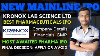 Kronox Lab Science Ltd IPO Review Apply Or Avoid  Kronox Lab Science Ltd IPO Review  Kronox Ltd [upl. by Robbin]