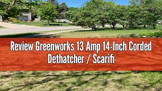 Review Greenworks 13 Amp 14Inch Corded Dethatcher  Scarifier DT13B00 [upl. by Ardnovahs314]