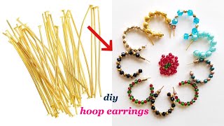 diyHoop Earrings With Head PinsQuick and easy earrings with in 5mtsMake daily wear earrings [upl. by Akemahc17]