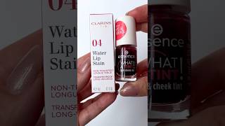 Comparing clarinsofficial Water Lip Stain with essence Lip and Cheek Tint 🍓shorts shortsvideo [upl. by Donalt737]