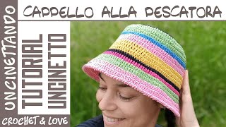 Tutorial Uncinetto  Come fare un Cappello alla Pescatora a Righe [upl. by Sivet655]