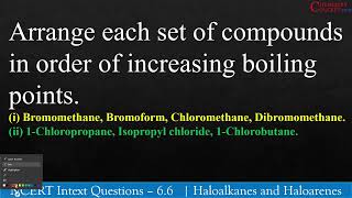 Arrange each set of compounds in order of increasing boiling pointsi Bromomethane Bromoform [upl. by Olshausen]