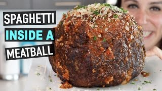 SPAGHETTI INSIDE A MEATBALL RECIPE [upl. by Nitsrik]