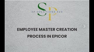 Employee Creation Process in EPICOR KINETIC [upl. by Antoinetta]