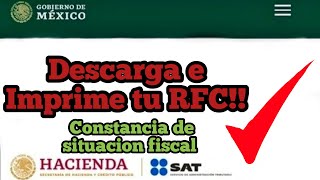 Como descargar mi RFC desde el portal del SAT 2022  CONSTANCIA DE SITUACION FISCAL [upl. by Medina]