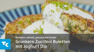 Grünkern Zucchini Buletten mit Joghurt Dip [upl. by Ezalb454]