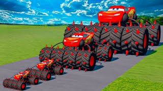 Big amp Small Long amp Tall Long Bus Lightning McQueen vs Thomas The Tank Engine Train  BeamNGdrive [upl. by Eyatnod]