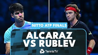 Carlos Alcaraz vs Andrey Rublev Entertaining Match Highlights  Nitto ATP Finals 2024 [upl. by Tiram]