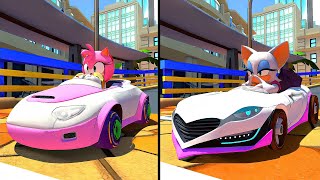 Mario Kart 8 Deluxe  Amy Drver Pink Cabriolet Vs Rouge the Bat Driver Lip Spyder 2Player [upl. by Perzan]