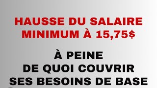 Augmentation du salaire minimum au Québec [upl. by Ttenyl]