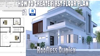 2A HOW TO CREATE FIRST FLOOR PLAN  ROOFLESS DUPLEX  REVIT 2024 [upl. by Ericka]