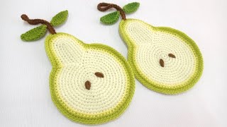 Bonita y fácil idea de como tejer una pera 🍐 para tu cocina y comedor  regalos para mamá en su día [upl. by Nangatrad]