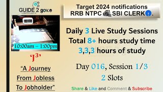 Day 016 Session1  studywithmelive  rrbntpc2024 and sbiclerk2024  Guide2gove [upl. by Intihw]