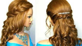 Curly prom hairstyle for medium long hair Tutorial [upl. by Notlil929]