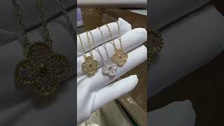 Custom Made Van Cleef Arpels Vintage Alhambra Necklace 18K Real Gold Pave With Diamonds [upl. by Cumine]