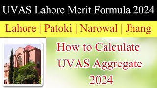 UVAS Lahore Merit Formula 2024  How to Calculate UVAS Aggregate for Admission [upl. by Saticilef]