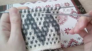 Ленивый жаккард узор ЗИГЗАГИ ВЯЗАНИЕ спицами Knit Solo [upl. by Nomyt1]