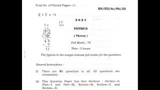 MBOSE CLASS 12  PHYSICS  QUESTION PAPER 2023 [upl. by Harve400]