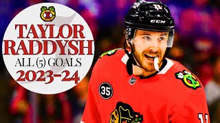 Taylor Raddysh All 5 Goals 202324  Blackhawks Highlights [upl. by Nylrebma]