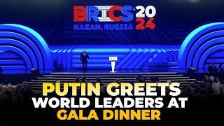 Kazan Russia  BRICS Summit 2024 Vladimir Putin greeted leaders of BRICS countries gala dinner [upl. by Fording]