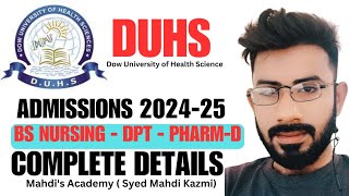 Dow University of health Sciences Admissions 202425 BSN NursingPharmDDPTComplete Details [upl. by Almallah799]