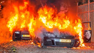 Audi RS4 en Volkswagen Golf R gedumpt en in brand gestoken [upl. by Urbain]