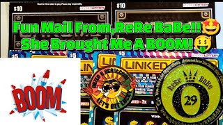 🤩Fun Mail From ReReBaBe 🤑She Brought A Boom🤑hoosierlottery scratchcards scratchoffs [upl. by Meir]