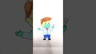 easy kids drawing 👨🏼‍⚕️😷shorts story funny comedy emotional drawing kids art doctor yt [upl. by Gustave]