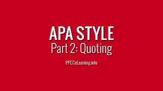 APA Style  Part 2 Quoting [upl. by Deloris]