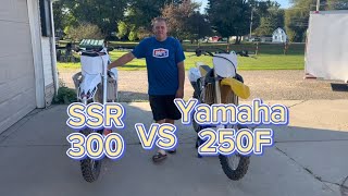 Yamaha YZ250f compared to the SSR SR300f Pros and cons [upl. by Nnayllek]