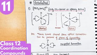 11 Optical Isomerism Stereoisomers Coordination Compounds Class12 Chemistry neet jee cbse [upl. by Eyr]