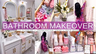 DIY BATHROOM MAKEOVER  Bathroom Decorating Ideas  Satisfying Organization  Gold Decor [upl. by Noicpesnoc]