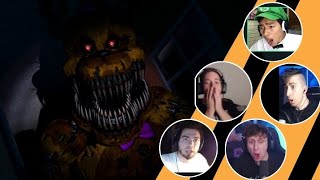 Youtubers Reaccionan a Nightmare Fredbear  Five Nights at Freddys 4 [upl. by Irneh375]