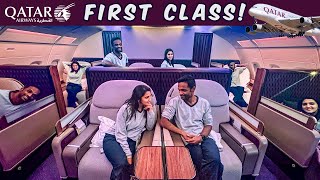 12 hours in Qatar Airways first class  Perth to Doha  Qatar Airways A380 [upl. by Berkow]