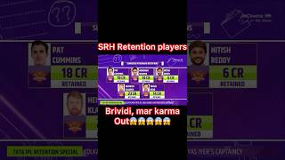 SRH Retention players list  ipl retention players list 2025  shorts srh ipl [upl. by Zoi]